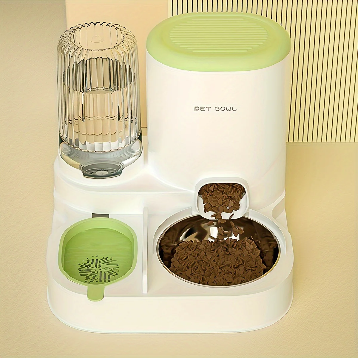 Automatische Katten Waterfontein | Voerdispenser Set | RVS Kom | Afneembaar | Wasbaar | 2-in-1 Voedingsstation | Binnenkatten - Image 8