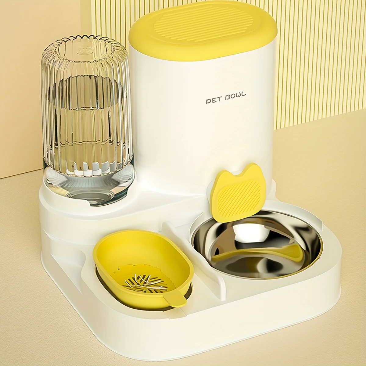 Automatische Katten Waterfontein | Voerdispenser Set | RVS Kom | Afneembaar | Wasbaar | 2-in-1 Voedingsstation | Binnenkatten - Image 9