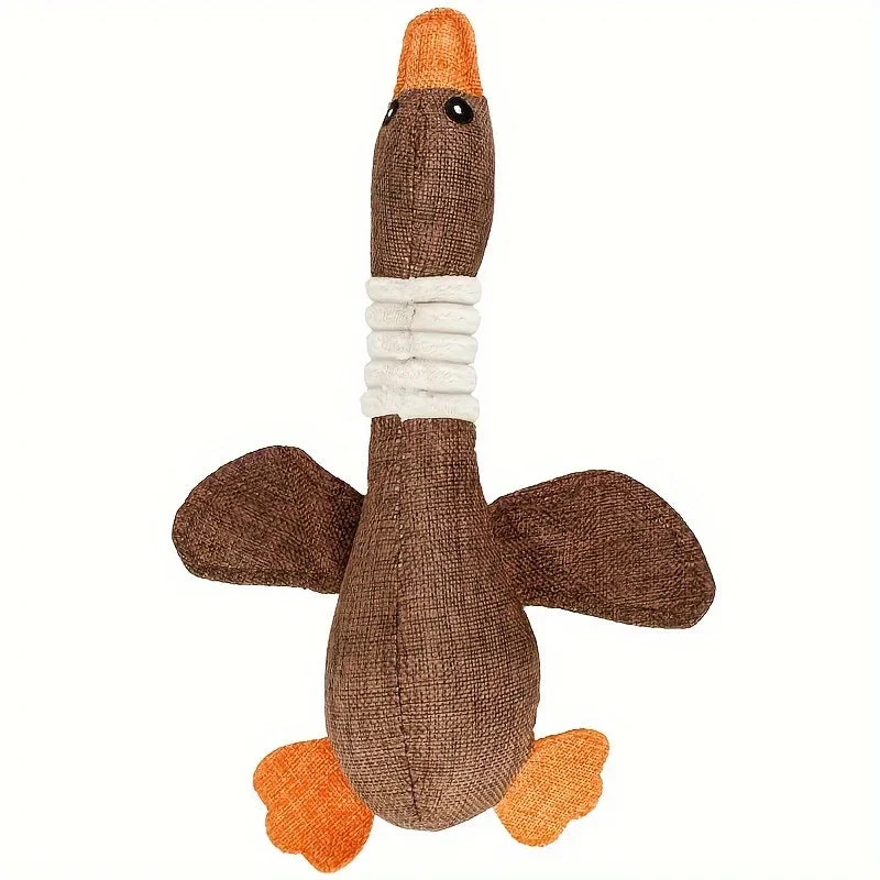 Pluche Gans Hondenspeeltje | Veilig Natuurlijk Katoen | Piepende Geluiden | Stimuleert Mondgezondheid | Geschikt voor Kleine en Middelgrote Honden | Gemakkelijk te Reinigen | 32 cm Lang - Image 5