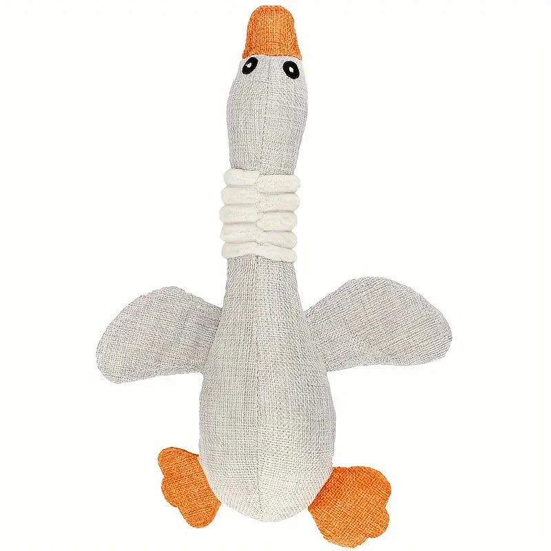 Pluche Gans Hondenspeeltje | Veilig Natuurlijk Katoen | Piepende Geluiden | Stimuleert Mondgezondheid | Geschikt voor Kleine en Middelgrote Honden | Gemakkelijk te Reinigen | 32 cm Lang - Image 6