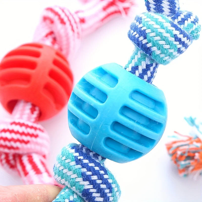 Interactief kauwspeelgoed hond | Sterk rubber met rijk touw | Bevordert tandgezondheid en actieve speeltijd | Geschikt voor alle honden | 18 cm - Image 3