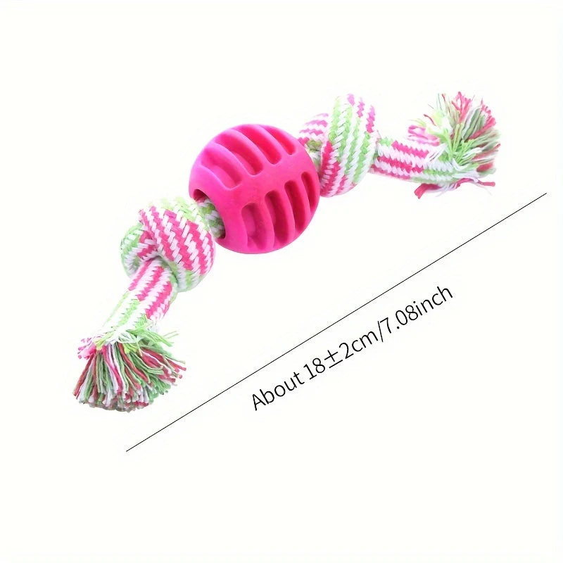 Interactief kauwspeelgoed hond | Sterk rubber met rijk touw | Bevordert tandgezondheid en actieve speeltijd | Geschikt voor alle honden | 18 cm - Image 4