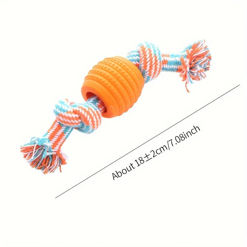 Interactief kauwspeelgoed hond | Sterk rubber met rijk touw | Bevordert tandgezondheid en actieve speeltijd | Geschikt voor alle honden | 18 cm - Image 7