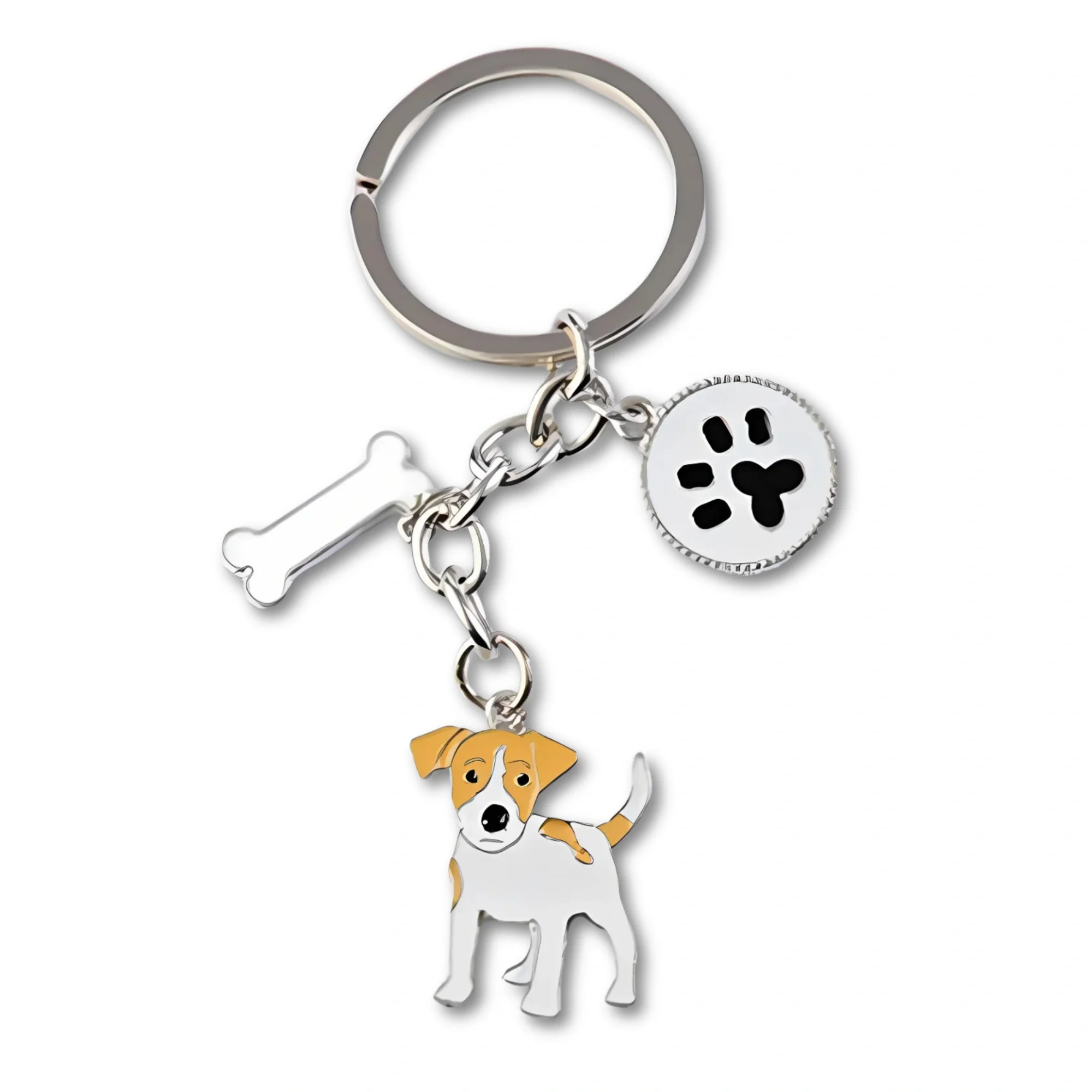Jack Russell Terrier Sleutelhanger voor Dames en Heren | Metaal | Hondenhanger | Tas- & Autosleutel Bedel | Cadeau Accessoire