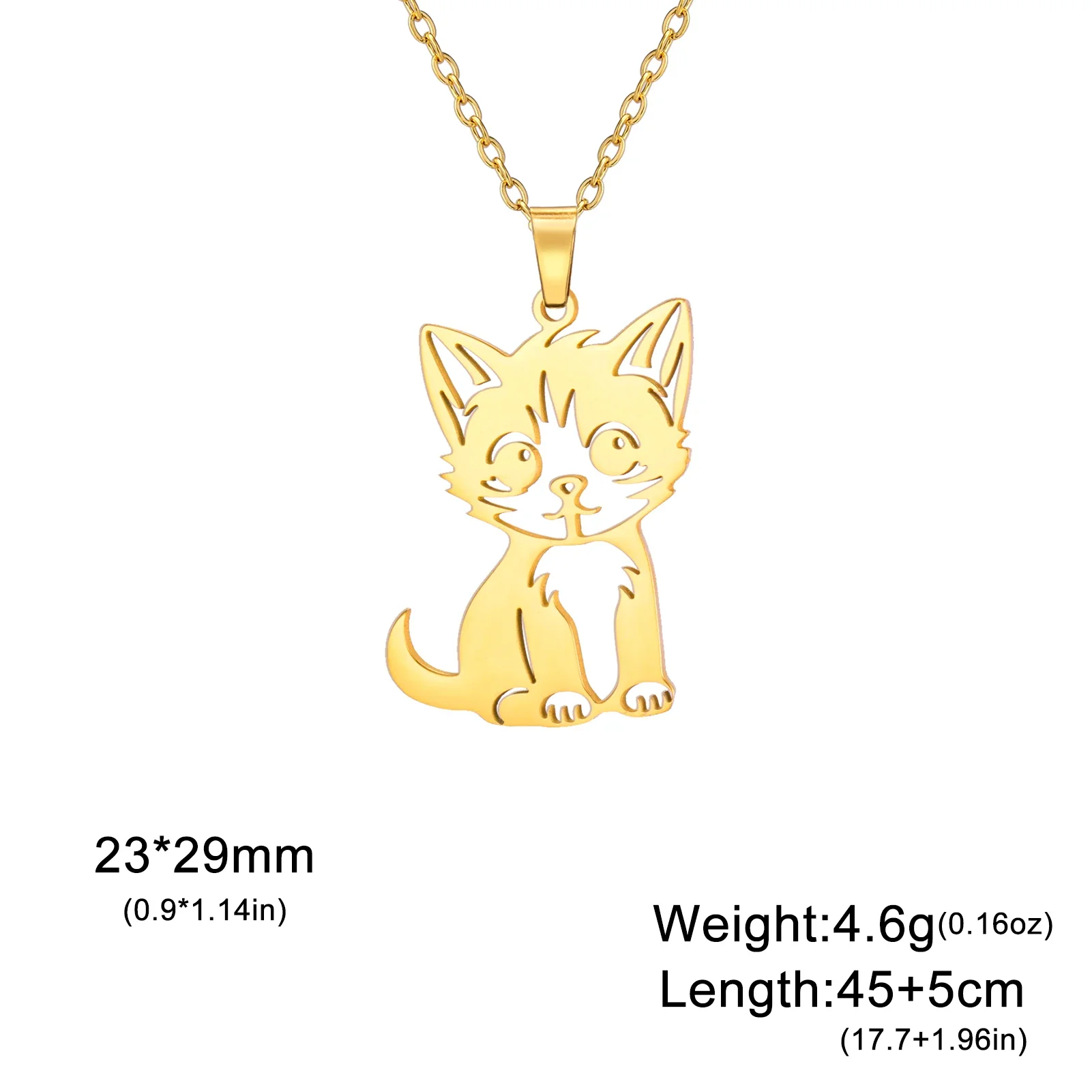 Kattenhanger ketting dames | Roestvrijstalen sieraden | Schattige katten dierenhanger | Trendy halsketting | Cadeau voor kattenliefhebbers | Goud & staal | Jeshayuan - Image 3
