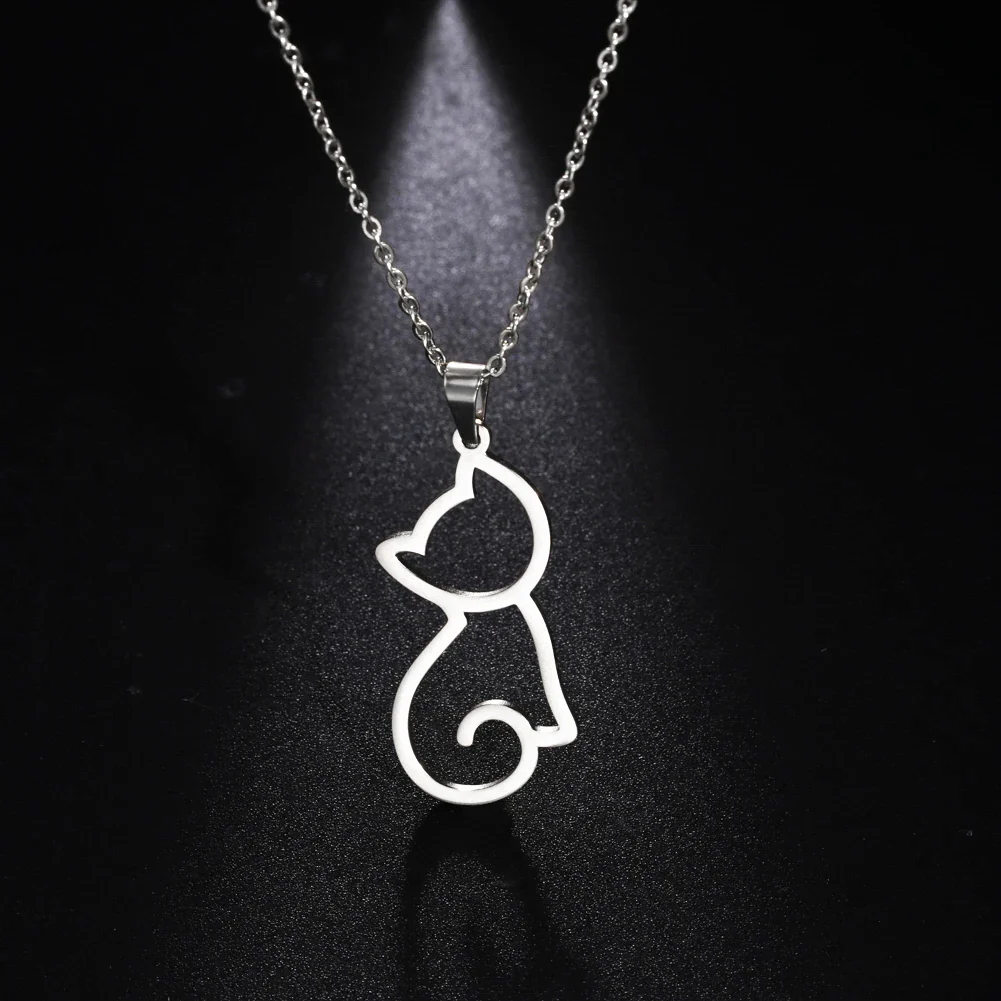 Katten Ketting voor Dames | RVS Hanger met Schattige Katten | Trendy Dieren Sieraad | Cadeau Idee | Zilver & Goud | Jeshayuan | Allergievrij | Modieuze Dames Halsketting - Image 2