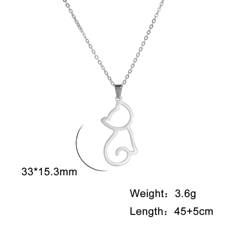 Katten Ketting voor Dames | RVS Hanger met Schattige Katten | Trendy Dieren Sieraad | Cadeau Idee | Zilver & Goud | Jeshayuan | Allergievrij | Modieuze Dames Halsketting - Image 3