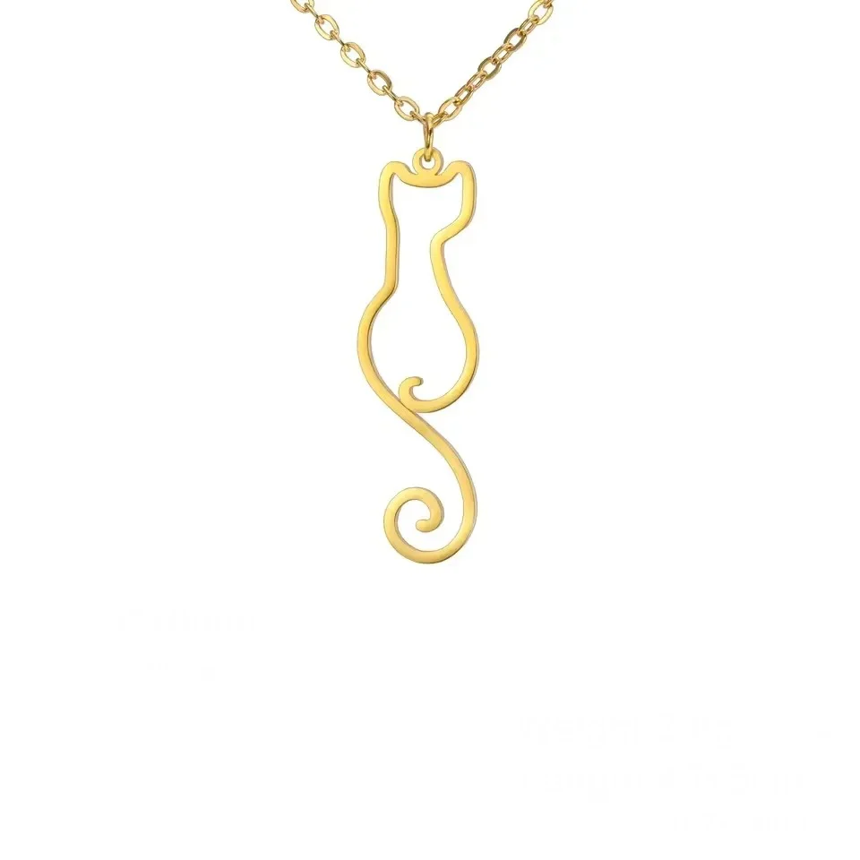 Katten hanger ketting voor dames | RVS | Schattige kitten dieren hanger | Trendy sieraden cadeau | Goud & staal | Jeshayuan | Modieuze dierenketting