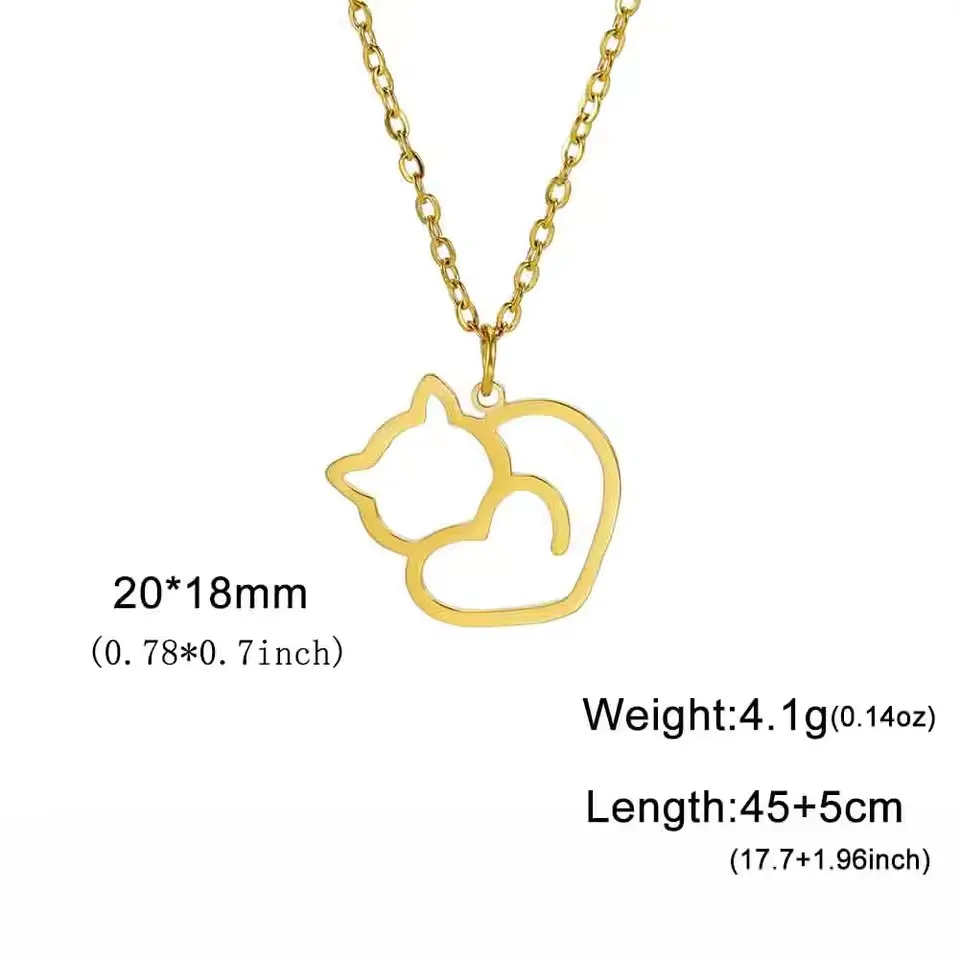 Katten ketting dames | RVS hanger met schattige kittens | Trendy dieren ketting | Sieraad cadeau vrouw | Goud & staal | Jeshayuan - Image 3