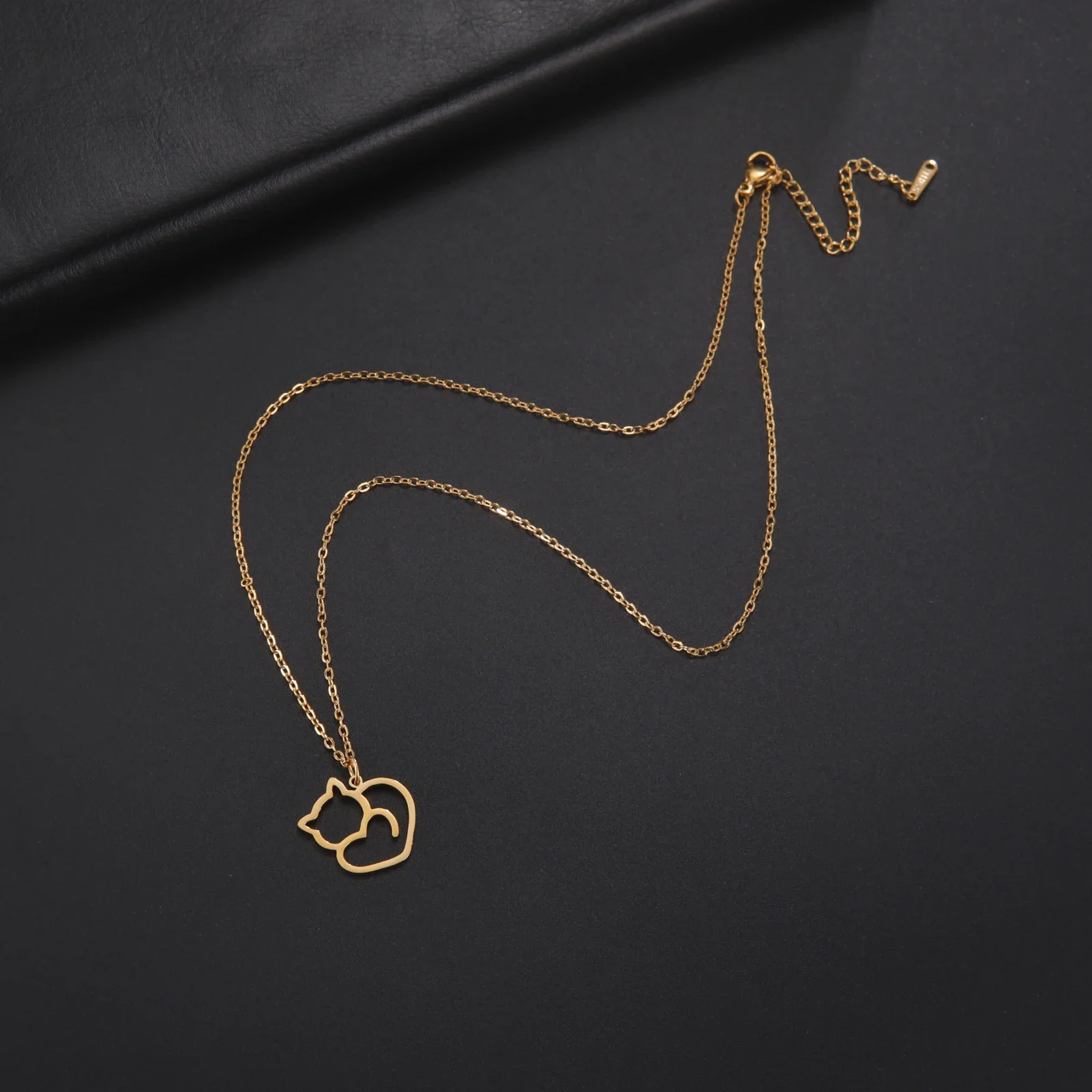 Katten ketting dames | RVS hanger met schattige kittens | Trendy dieren ketting | Sieraad cadeau vrouw | Goud & staal | Jeshayuan - Image 4
