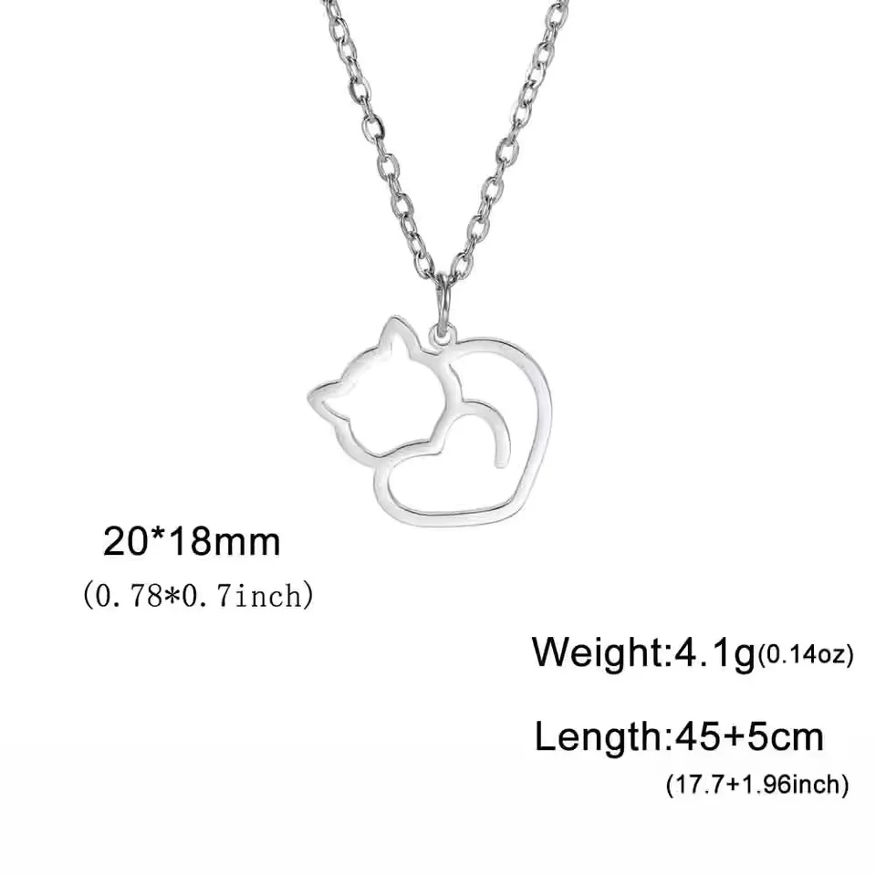 Katten hanger ketting voor dames | RVS | Schattige katten dieren hanger | Trendy mode ketting | Cadeau idee | Zilver & goud | Allergievrij | Vert niet | Unisex sieraad - Image 3