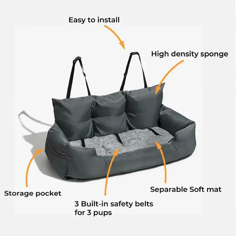 Katoenen Hondendraagtas | Autostoelhoes voor Honden tot 27 kg | Ademend en Warm met Antislipbodem | Verstelbare Veiligheidsgordel - Image 6
