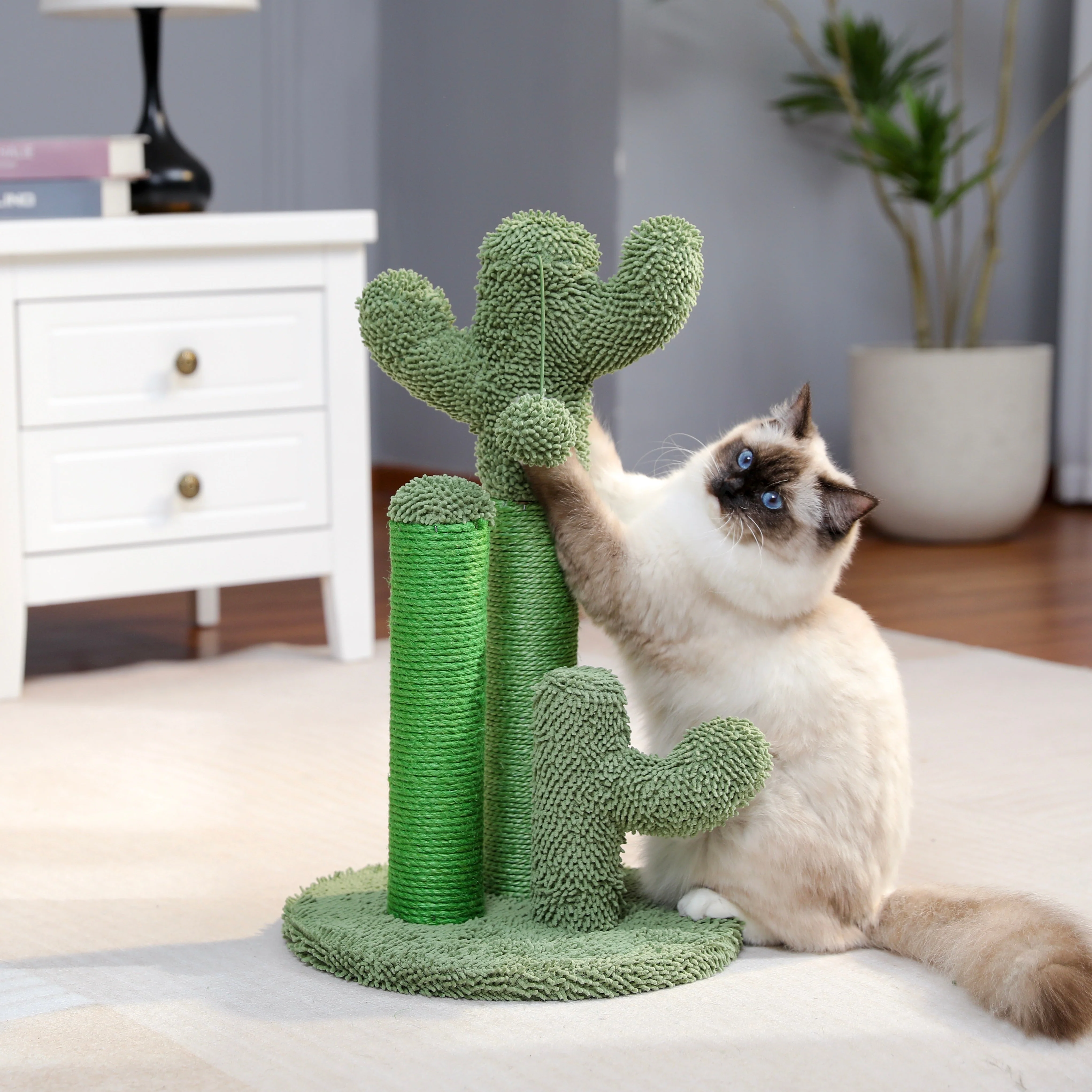 Katten krabpaal cactusvorm | Duurzaam sisal en pluche | Speels krabmeubel voor katten | Beschermt meubels | Decoratief design - Image 4