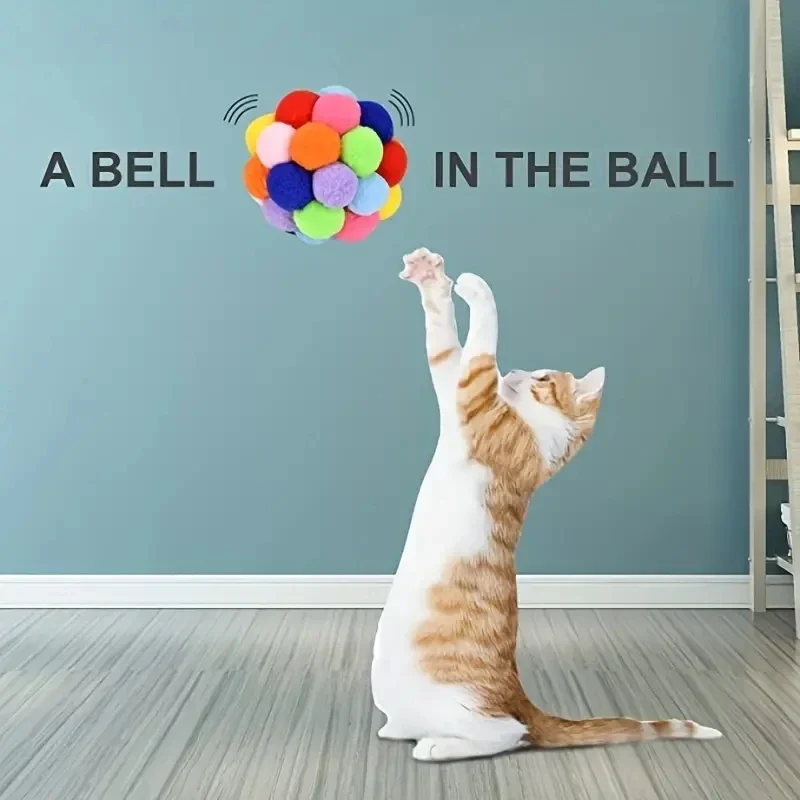 Kleurrijke Pluche Speelballen voor Katten met Belletje | Elastische en Zachte Ballen voor Zelfstandig Speelplezier - Image 3