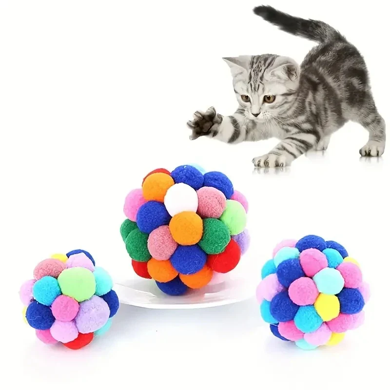 Kleurrijke Pluche Speelballen voor Katten met Belletje | Elastische en Zachte Ballen voor Zelfstandig Speelplezier - Image 4