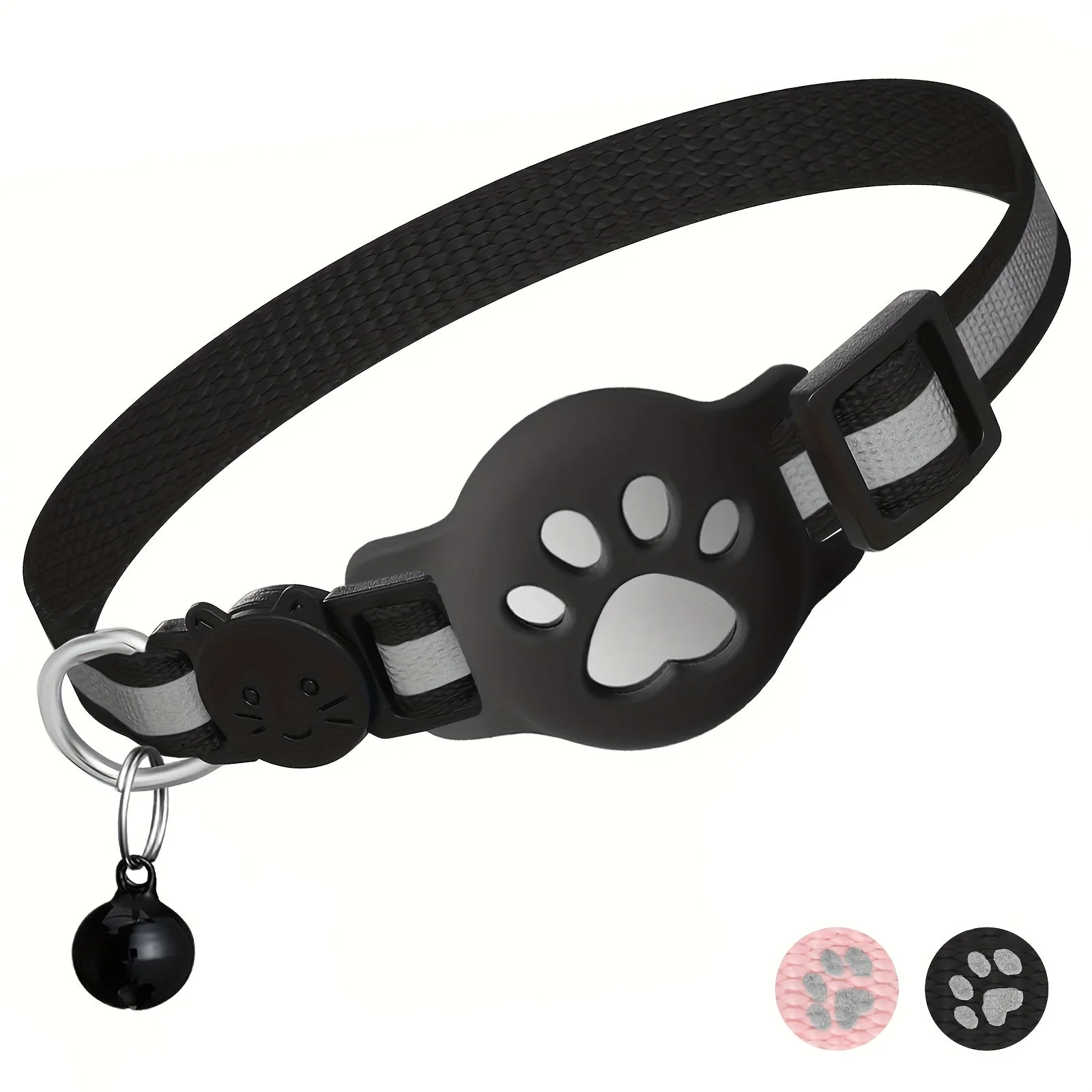 Kattenhalsband verstelbaar 18-30 cm | Veiligheidsbuckle | Bel | Nylon | Geschikt voor alle kattensoorten en leeftijden | Kattenpoot decoratie