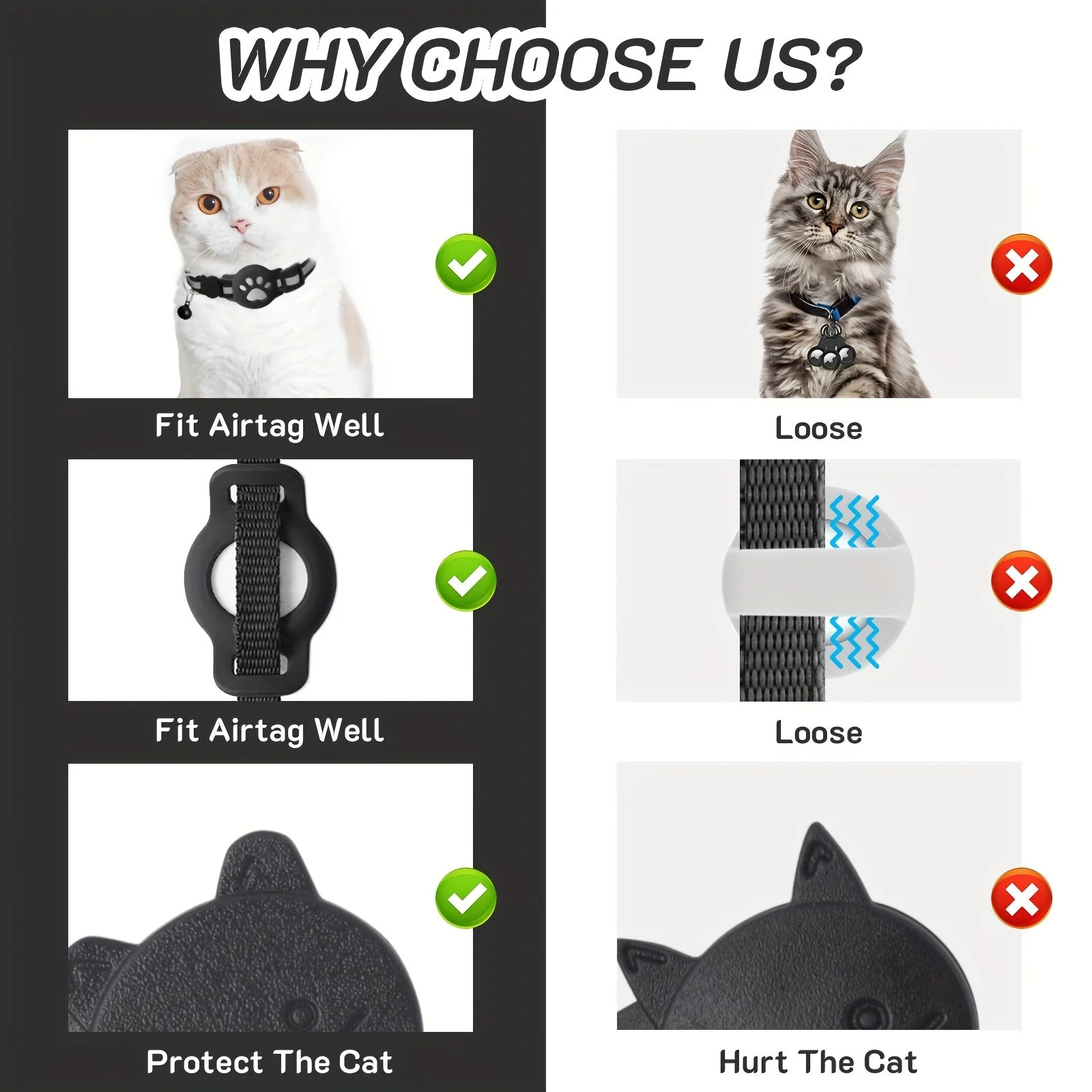 Kattenhalsband verstelbaar 18-30 cm | Veiligheidsbuckle | Bel | Nylon | Geschikt voor alle kattensoorten en leeftijden | Kattenpoot decoratie - Image 3