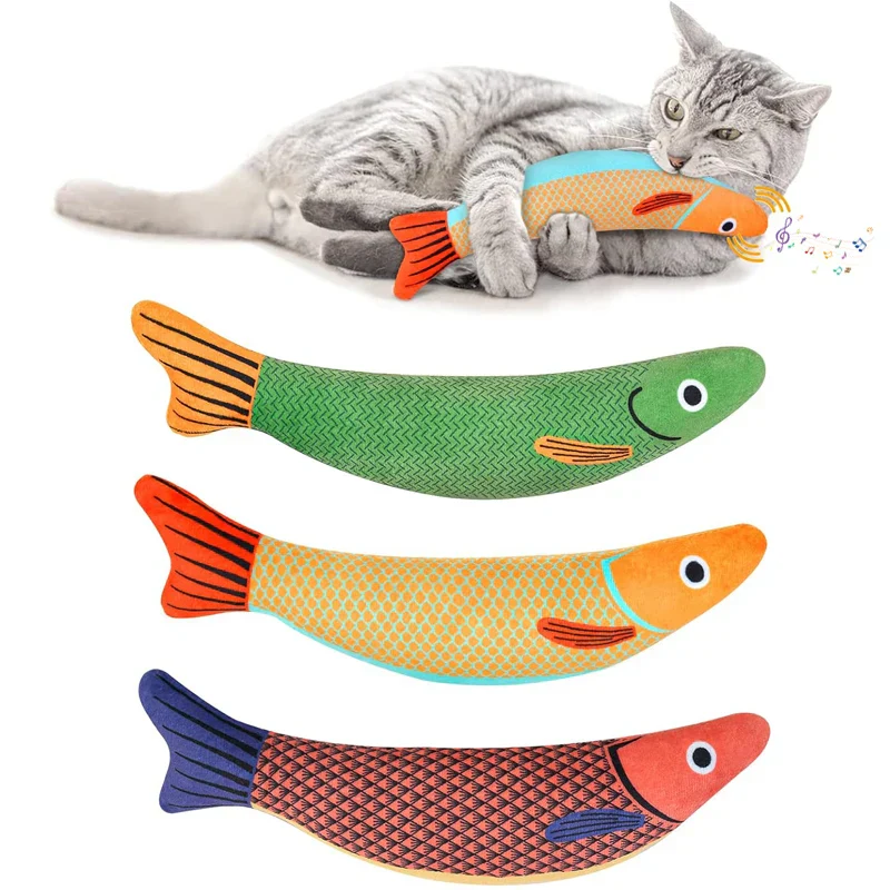 Interactieve Goudvis met Geluid voor Katten | Zacht Pluche Speelgoed Gevuld met Catnip | Stimuleert Spelen en Kauwen