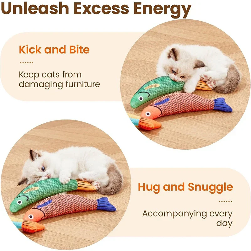 Interactieve Goudvis met Geluid voor Katten | Zacht Pluche Speelgoed Gevuld met Catnip | Stimuleert Spelen en Kauwen - Image 5