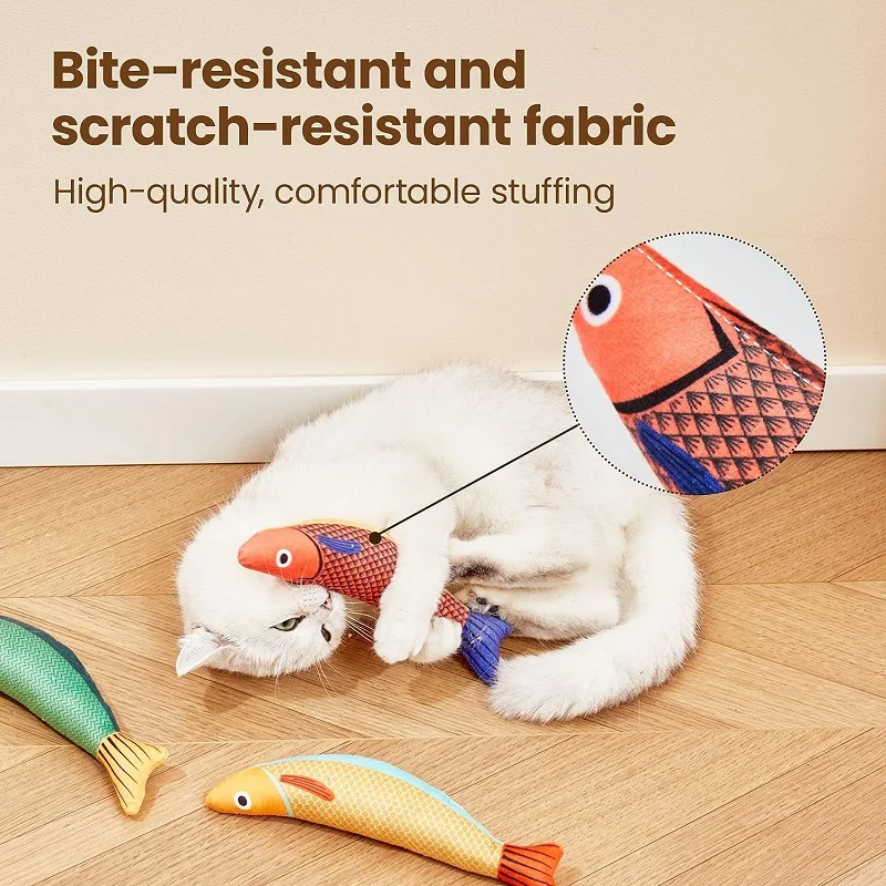 Interactieve Goudvis met Geluid voor Katten | Zacht Pluche Speelgoed Gevuld met Catnip | Stimuleert Spelen en Kauwen - Image 6