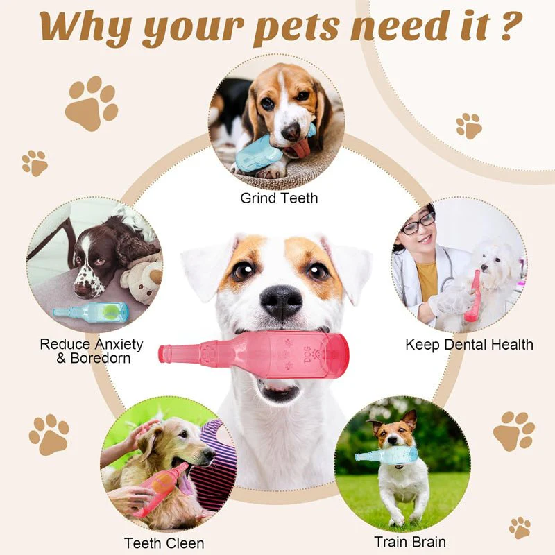 Kauwfles voor honden | Duurzaam kauwspeelgoed in flesvorm | Ideaal voor sterke kauwers | Bevordert tandreiniging | 2 maten, diverse en - Image 7