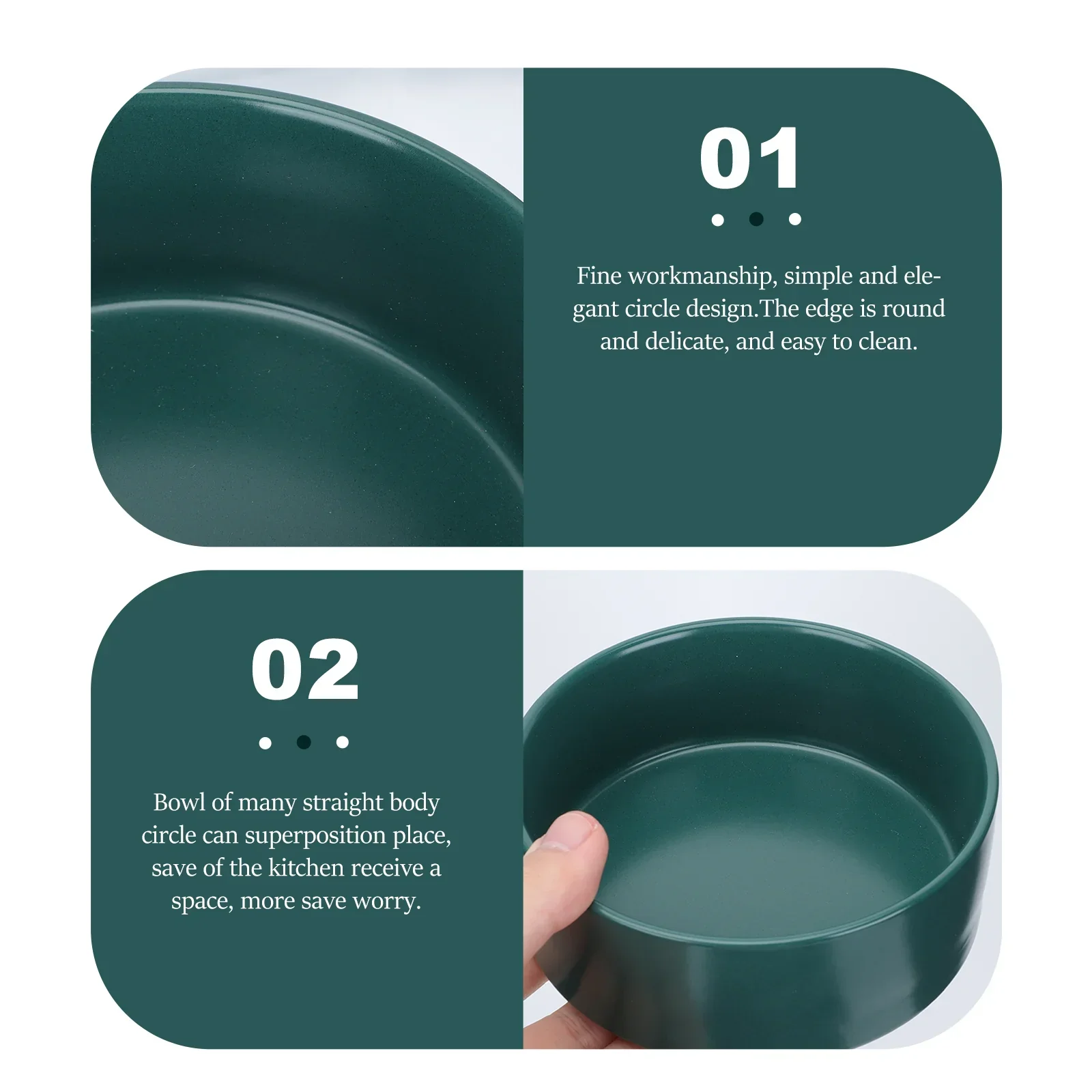 Keramische Eetkom voor Honden en Katten | Groen, Fris Design, 12.8x12.8x5.0 cm | Oven- en Magnetronbestendig, Gemakkelijk Schoon te Maken - Image 5