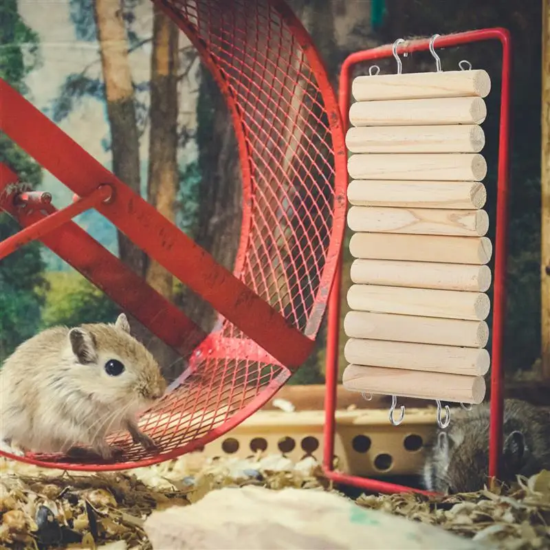 Houten Hamsterspeeltje Kooiladder | Klimladder voor Hamster en Cavia | Kleine Dieren Speelplaats | Bijtbestendig en Duurzaam | Reptielen Speelgoed | Perfecte Huisdieren Accessoires - Image 3