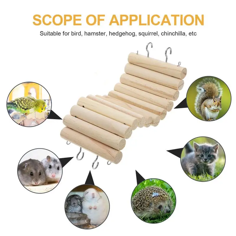 Houten Hamsterspeeltje Kooiladder | Klimladder voor Hamster en Cavia | Kleine Dieren Speelplaats | Bijtbestendig en Duurzaam | Reptielen Speelgoed | Perfecte Huisdieren Accessoires - Image 4