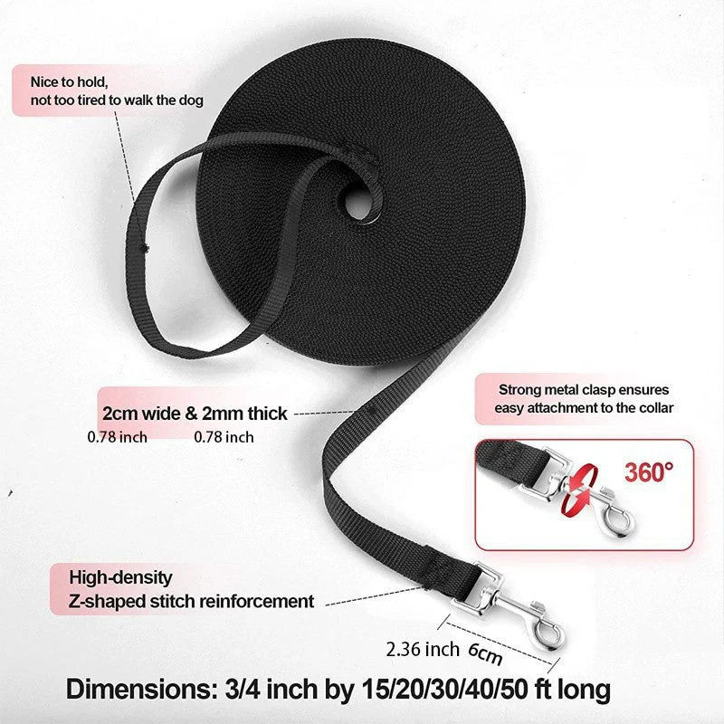 Lange nylon hondenriem voor training en wandelingen | Met stevige metalen karabijnhaak | Geschikt voor middelgrote en grote honden | Meerdere en en lengtes - Image 18