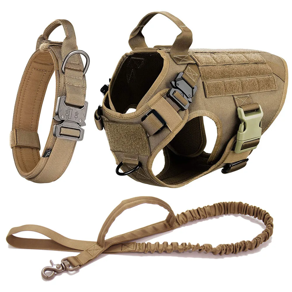 Tactische Hondentuig Set | Hondenharnas en Lijn | Afneembaar Gevoerd | Effen Nylon | Duitse Herder | Geschikt voor kleine honden - Image 14