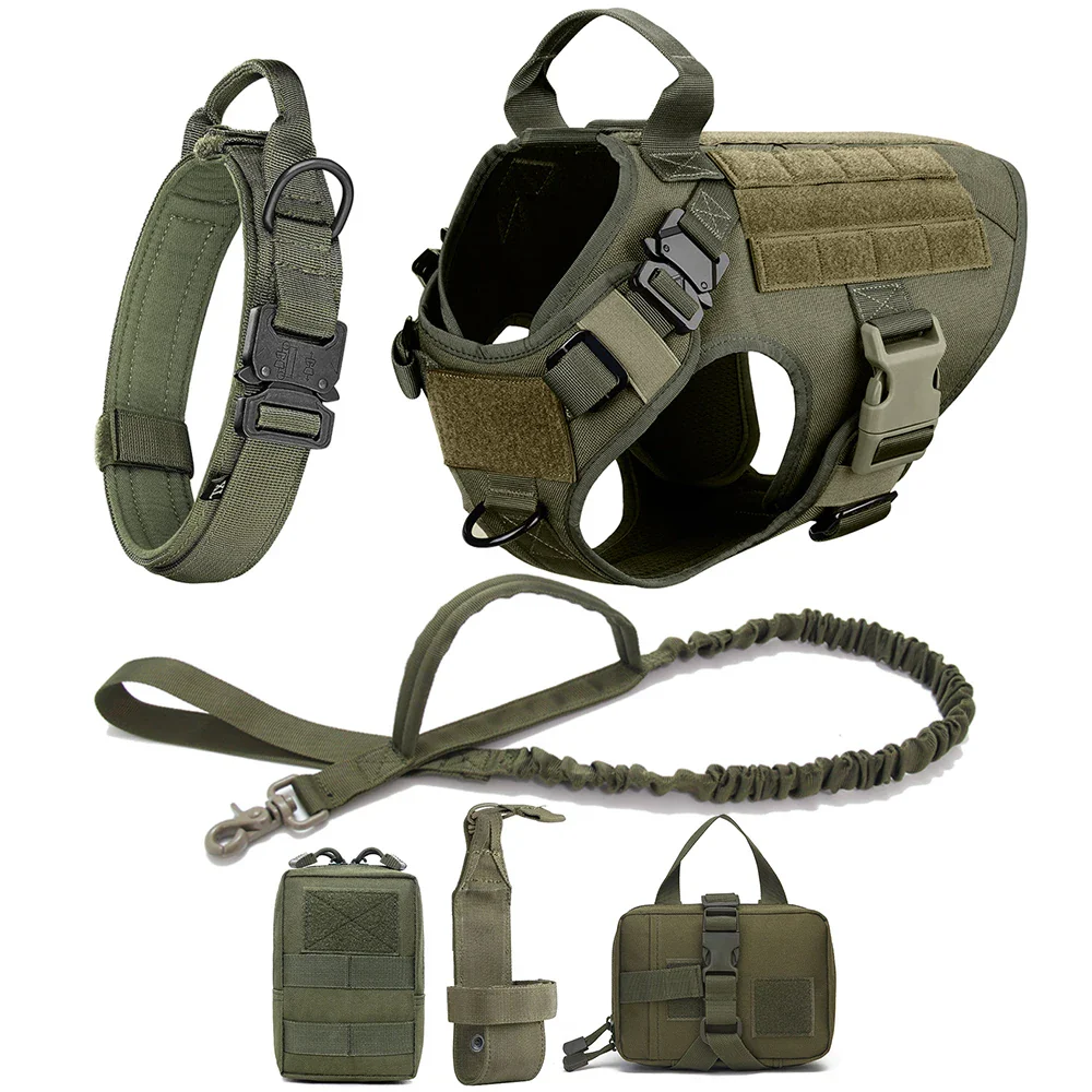 Tactische Hondentuig Set | Hondenharnas en Lijn | Afneembaar Gevoerd | Effen Nylon | Duitse Herder | Geschikt voor kleine honden - Image 15