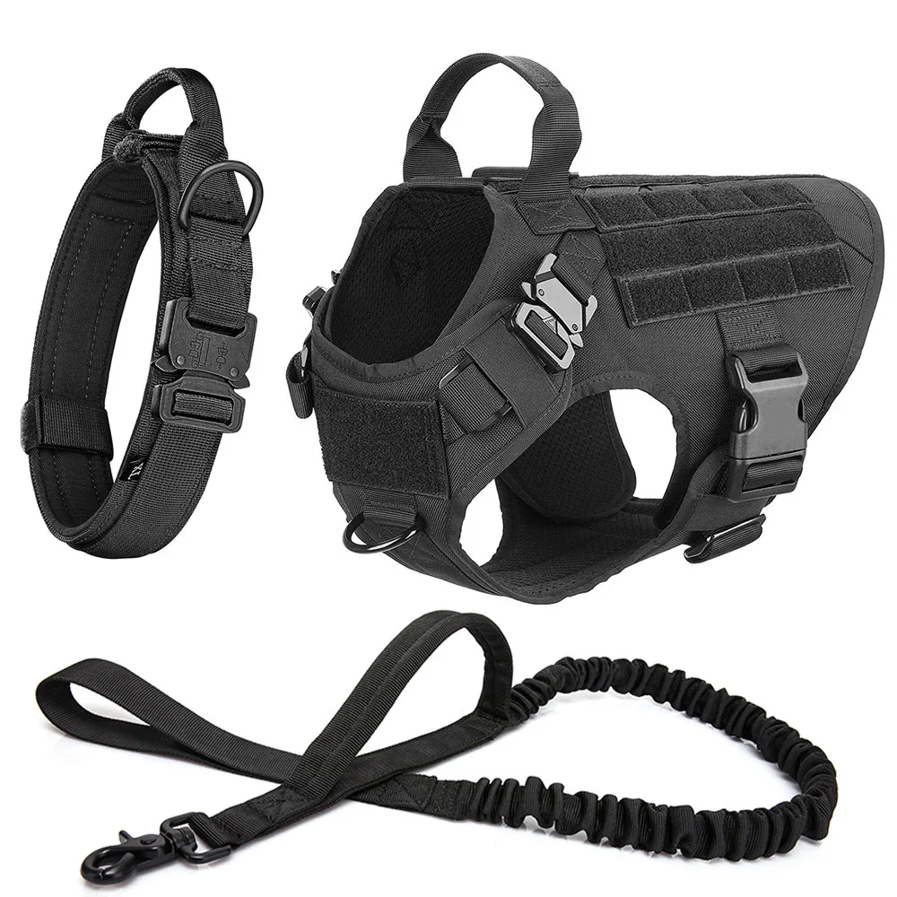 Tactische Hondentuig Set | Hondenharnas en Lijn | Afneembaar Gevoerd | Effen Nylon | Duitse Herder | Geschikt voor kleine honden - Image 18