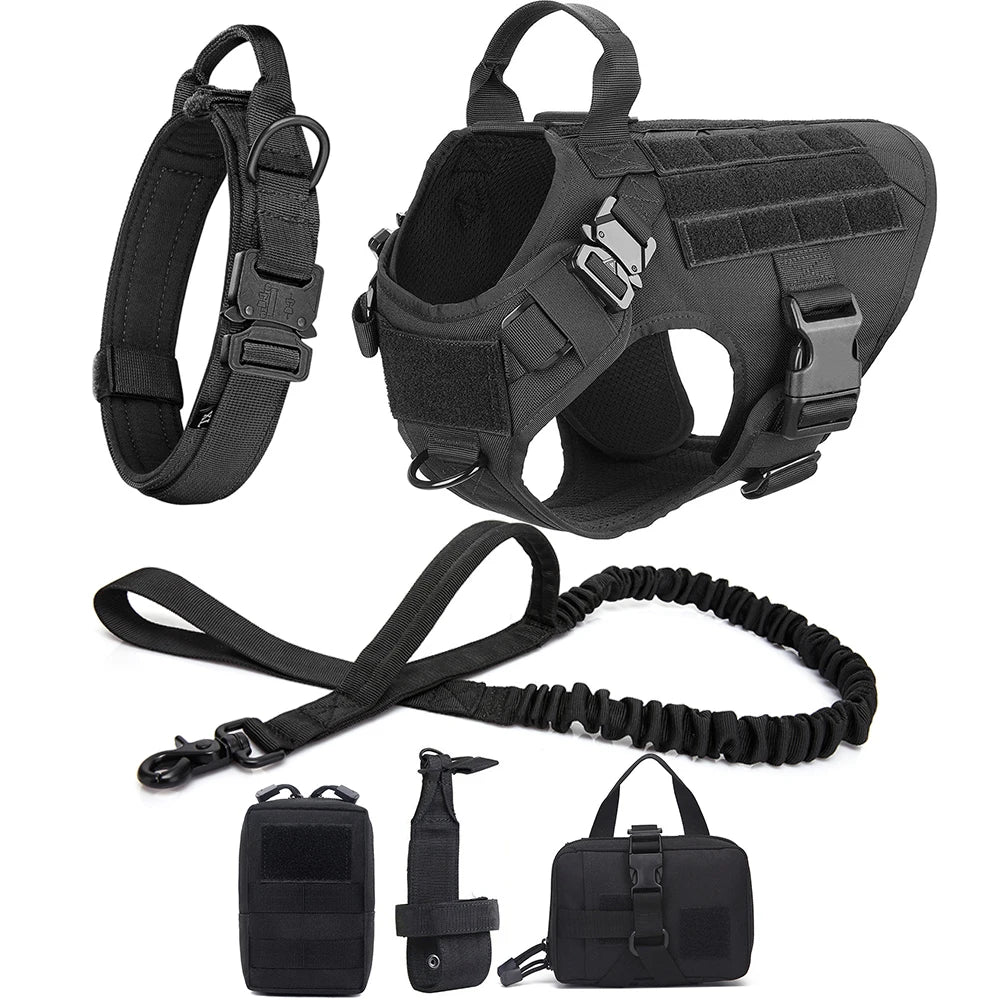 Tactische Hondentuig Set | Hondenharnas en Lijn | Afneembaar Gevoerd | Effen Nylon | Duitse Herder | Geschikt voor kleine honden - Image 8