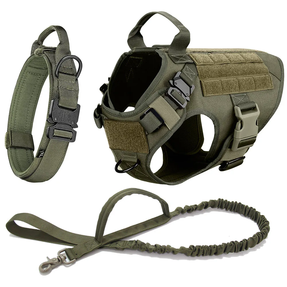 Tactische Hondentuig Set | Hondenharnas en Lijn | Afneembaar Gevoerd | Effen Nylon | Duitse Herder | Geschikt voor kleine honden - Image 9
