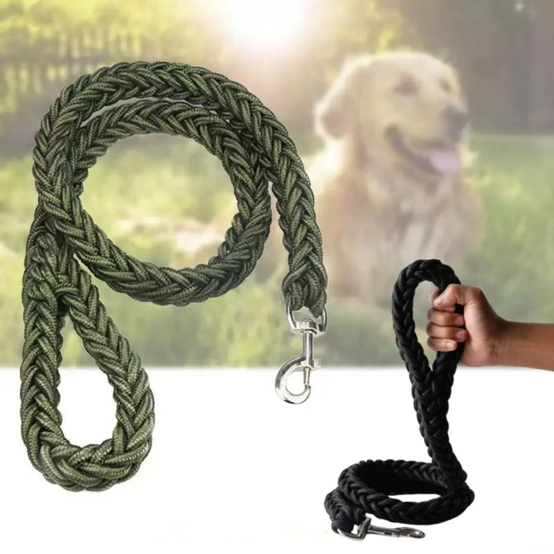 Sterke nylon hondenriem | Gevlochten touw met gesp | Alle seizoenen | Grote hondenriem voor bulldogs en rottweilers | Duurzaam en milieuvriendelijk | Geschikt voor wandelen, trainen en reizen