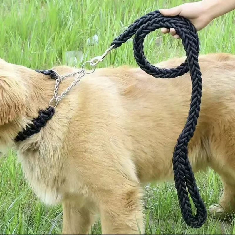 Sterke nylon hondenriem | Gevlochten touw met gesp | Alle seizoenen | Grote hondenriem voor bulldogs en rottweilers | Duurzaam en milieuvriendelijk | Geschikt voor wandelen, trainen en reizen - Image 3