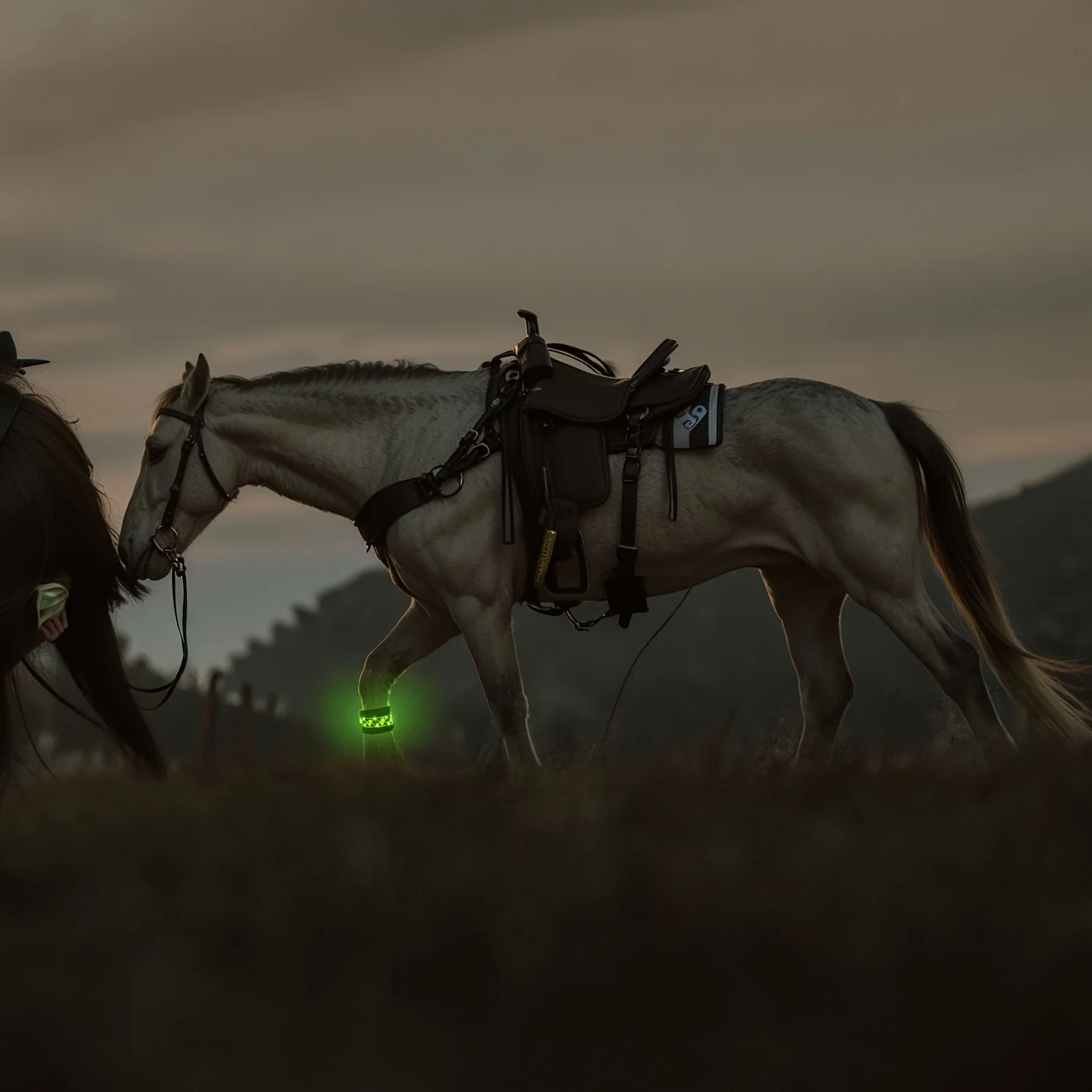 LED verlichting | Gevlochten Paard Beenbeschermers | Nacht Rijden | Veiligheid Paardrijden | Polyester | Knopcelbatterij