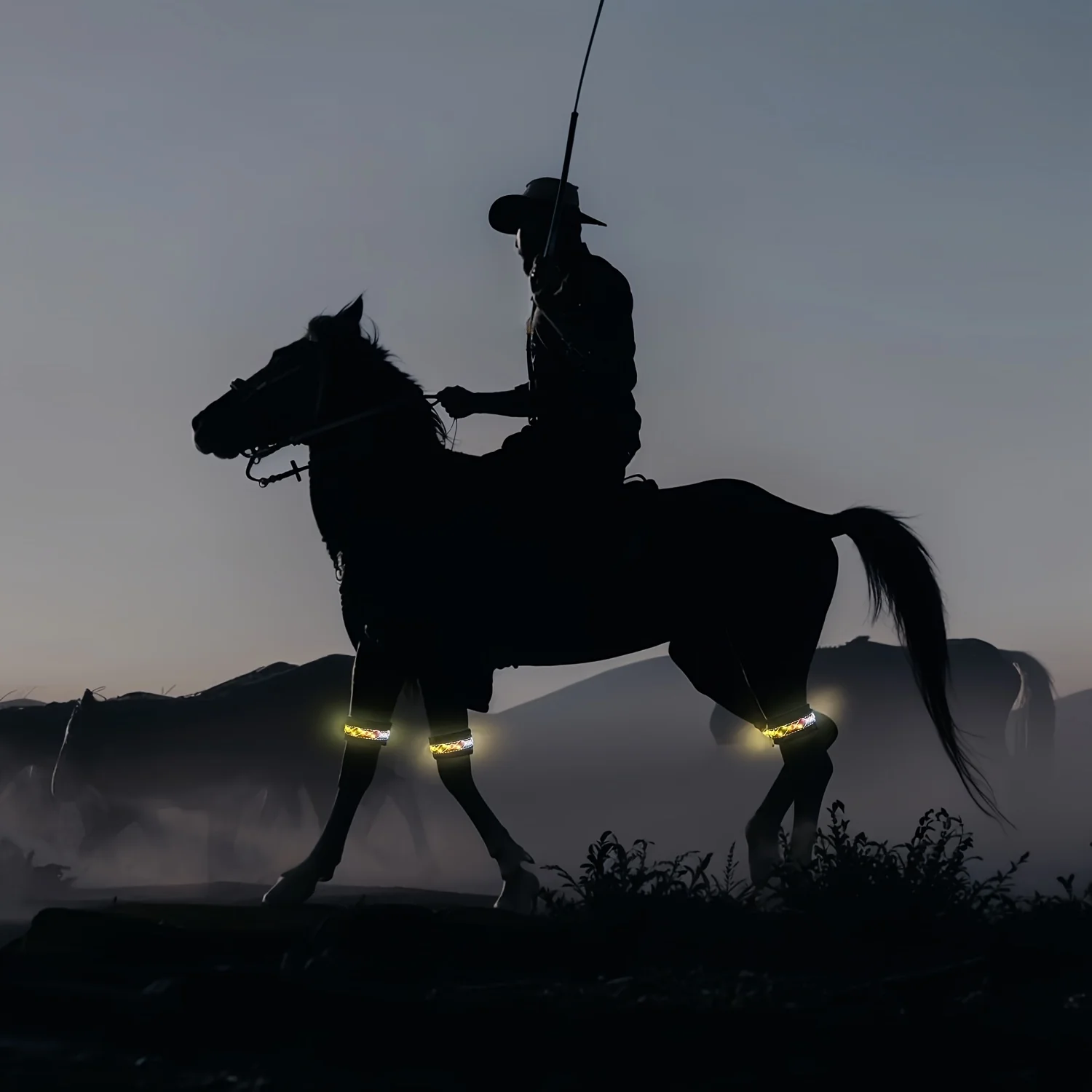 LED verlichting | Gevlochten Paard Beenbeschermers | Nacht Rijden | Veiligheid Paardrijden | Polyester | Knopcelbatterij - Image 11