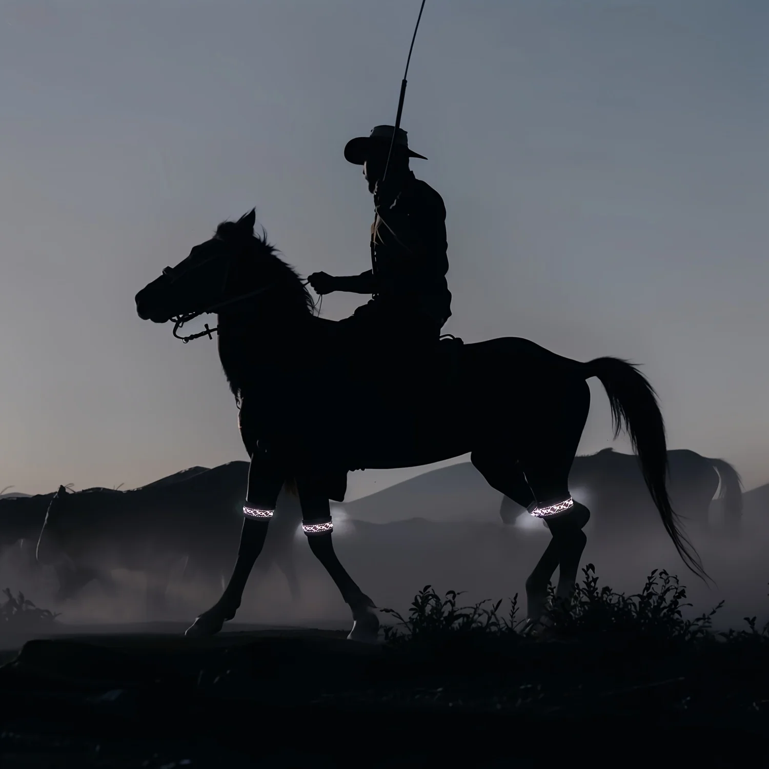 LED verlichting | Gevlochten Paard Beenbeschermers | Nacht Rijden | Veiligheid Paardrijden | Polyester | Knopcelbatterij - Image 18