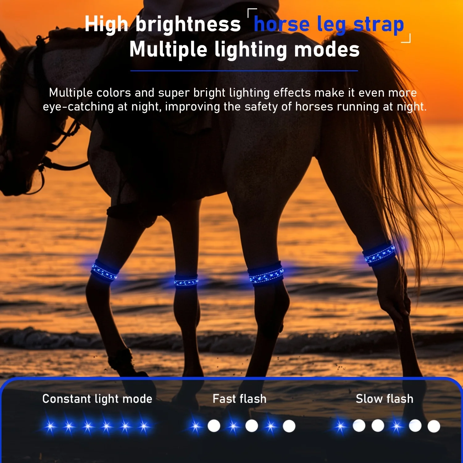 LED verlichting | Gevlochten Paard Beenbeschermers | Nacht Rijden | Veiligheid Paardrijden | Polyester | Knopcelbatterij - Image 6