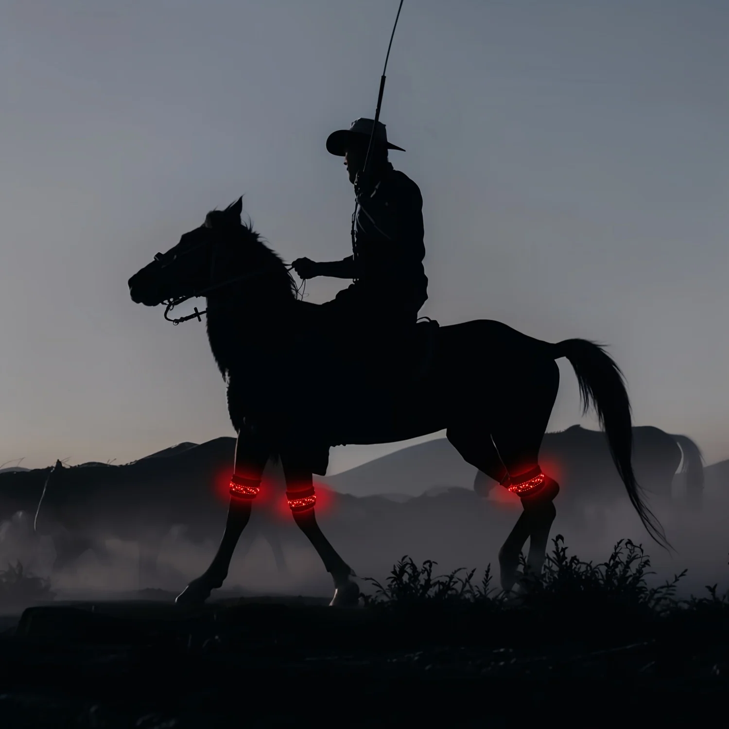 LED verlichting | Gevlochten Paard Beenbeschermers | Nacht Rijden | Veiligheid Paardrijden | Polyester | Knopcelbatterij - Image 9