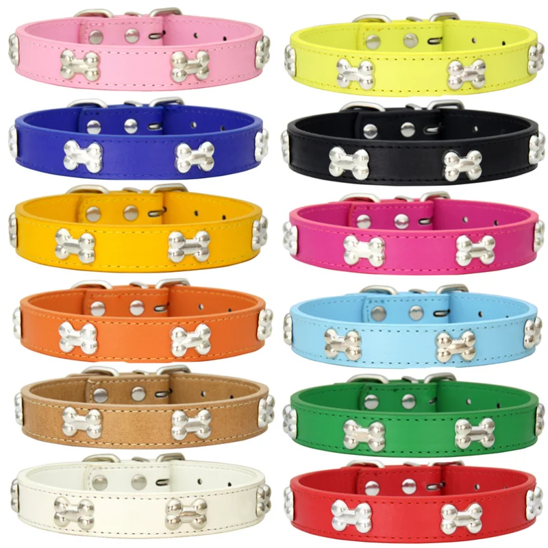 Luxe Kunstleren Halsaccessoire voor Huisdieren met Metalen Botdetails | Verstelbaar en Comfortabel | Geschikt voor Honden en Katten