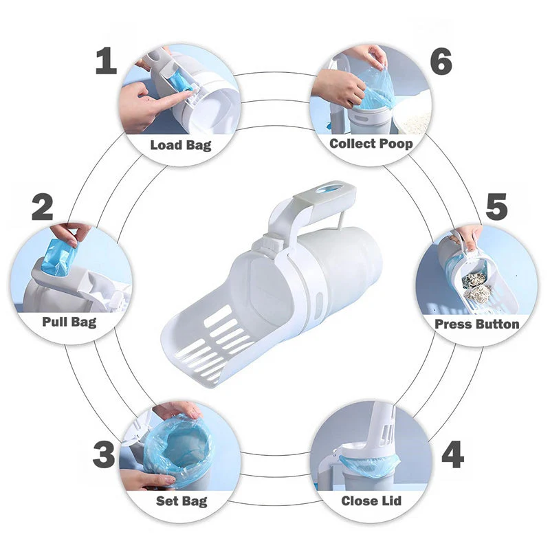LitterMate kattenbak schep met ergonomisch handvat | Compact opvouwbaar ontwerp | Eenvoudig schoonmaken en minder rommel | Efficiënte afvalverwerking voor kattenbak - Image 13