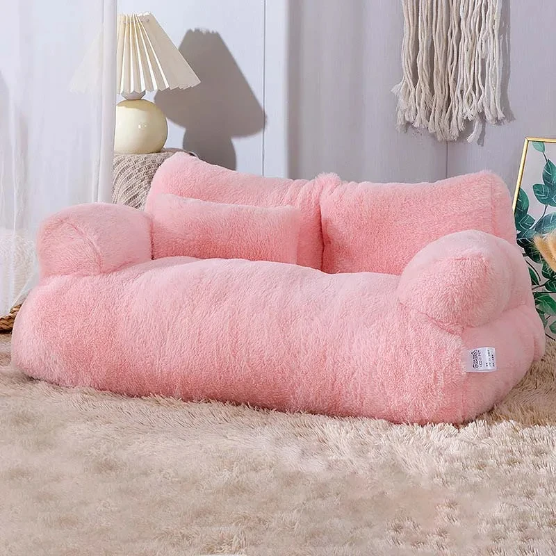 Pawstrip Luxe Katten Sofa | Pluche Warme Nest | Ademend Anti-Slip Huisdierbed | Compact Comfort | Voor Kleine en Middelgrote Katten Honden | Zachte Rugleuning | Verkrijgbaar in Kaki, Roze, Geel, Beige - Image 3