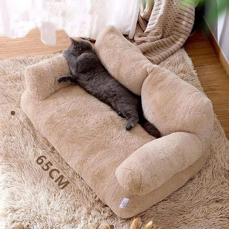 Pawstrip Luxe Katten Sofa | Pluche Warme Nest | Ademend Anti-Slip Huisdierbed | Compact Comfort | Voor Kleine en Middelgrote Katten Honden | Zachte Rugleuning | Verkrijgbaar in Kaki, Roze, Geel, Beige - Image 4