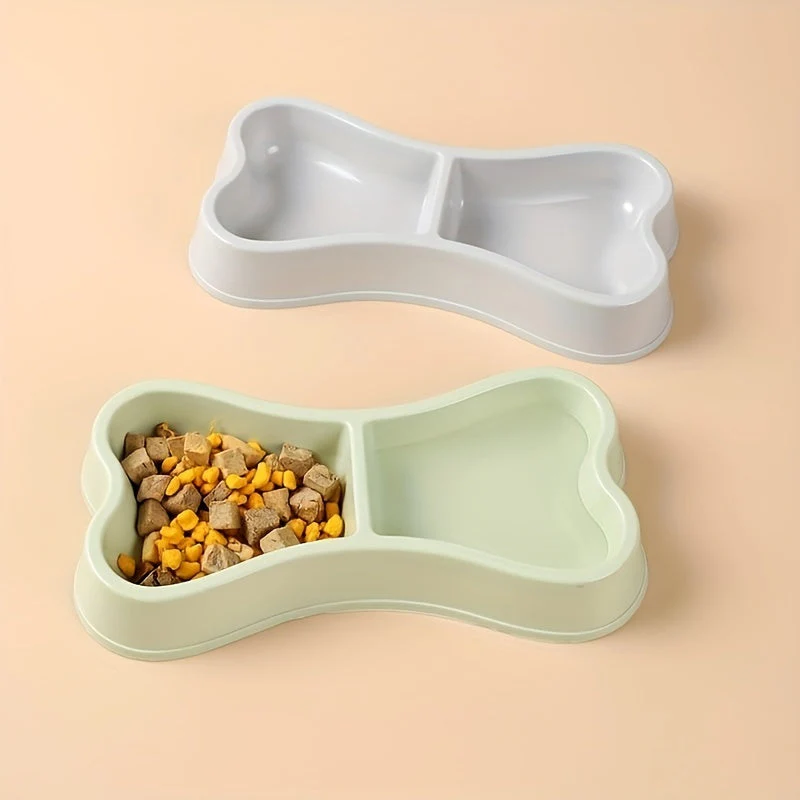 Macaron hondenvoerbak met botvorm | Dubbele voerbak van duurzaam plastic | Twee compartimenten voor eten en water | Voor kleine en middelgrote honden | 24x11x4,3 cm | Lichtgewicht en makkelijk schoon te maken - Image 12
