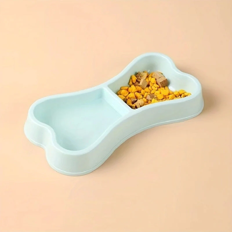 Macaron hondenvoerbak met botvorm | Dubbele voerbak van duurzaam plastic | Twee compartimenten voor eten en water | Voor kleine en middelgrote honden | 24x11x4,3 cm | Lichtgewicht en makkelijk schoon te maken - Image 5
