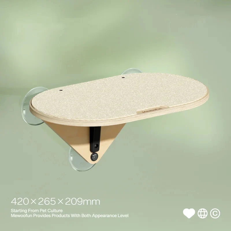 Kattenraam Ligbed 3-in-1 | Klimplank en Krabpaal Inclusief | Duurzaam Sisal & Polyester | Sterke Zuignappen | Stevige Basswood Constructie | Max 10 kg Capaciteit | Gemakkelijk Monteerbaar & Verplaatsbaar - Image 9