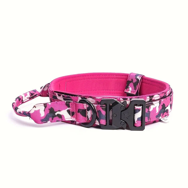 Tactische hondenhalsband nylon | Verstelbaar | Stevige kunststof gesp | D-ring voor riembevestiging | Geschikt voor middelgrote en grote honden | Camouflagemotief - Image 13