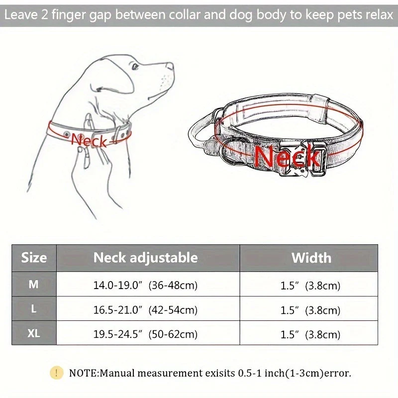 Tactische hondenhalsband nylon | Verstelbaar | Stevige kunststof gesp | D-ring voor riembevestiging | Geschikt voor middelgrote en grote honden | Camouflagemotief - Image 4
